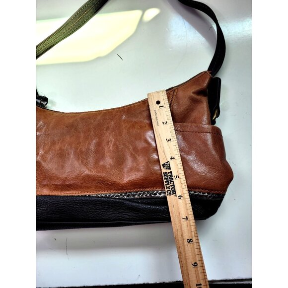 THE SAK Kendra Leather Hobo Shoulder Medium Bag Brown Two Tone Full Zip Closure - Picture 6 of 12